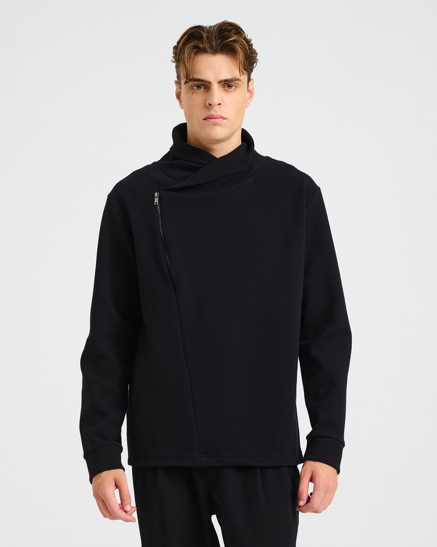 Cotton Punto di Roma Top with Off-Centre Zip - 001541663m - image 6
