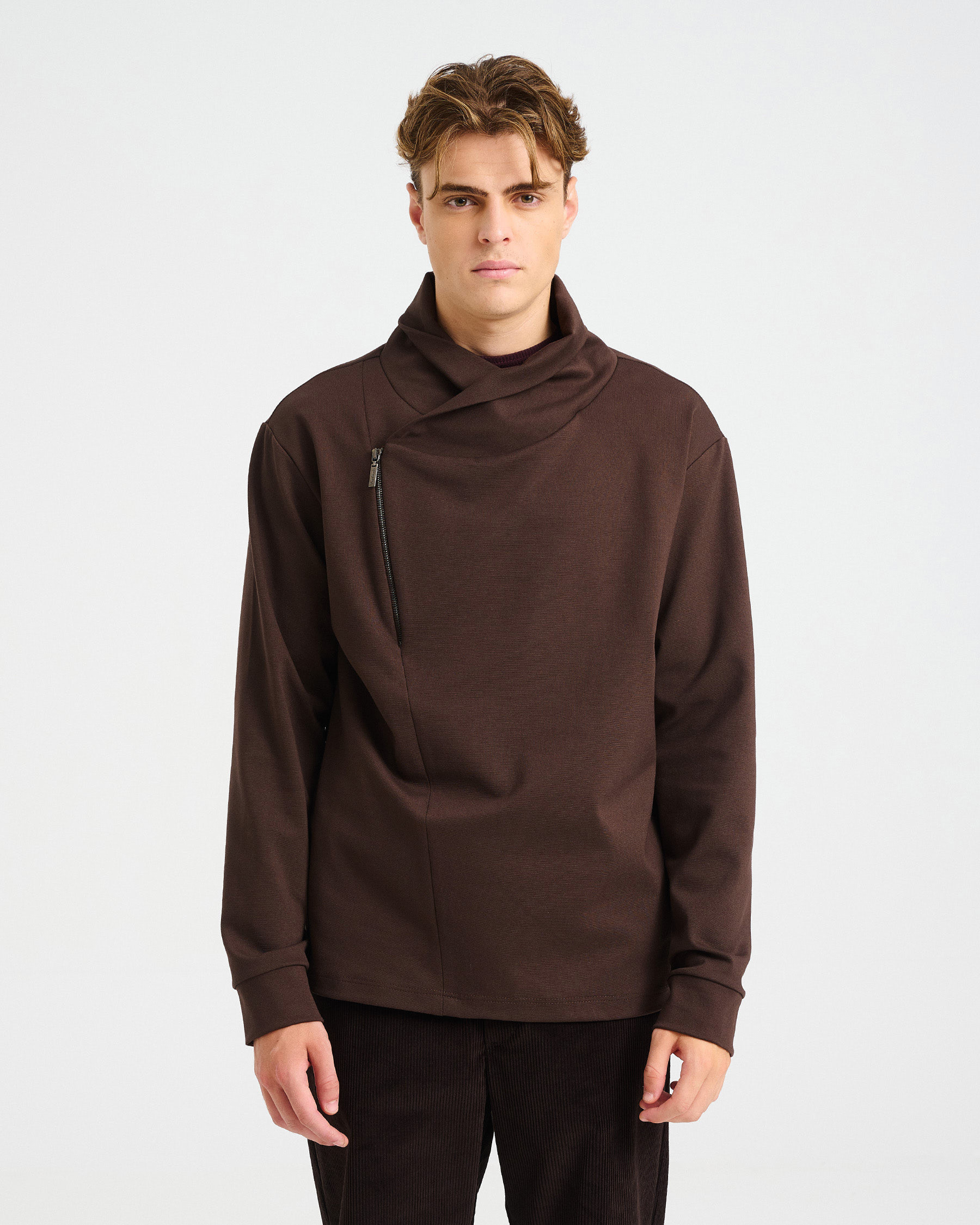 Cotton Punto di Roma Top with Off-Centre Zip - 001541663m - image 4