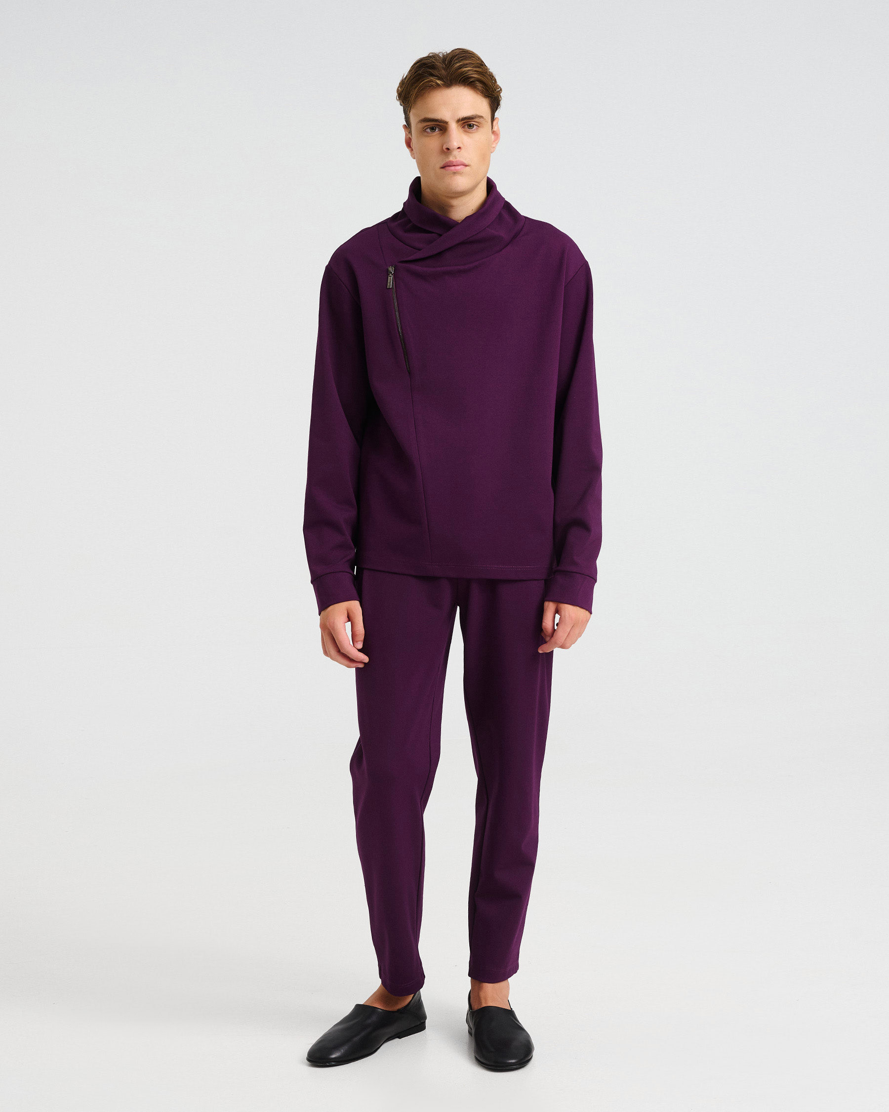 Cotton Punto di Roma Top with Off-Centre Zip - 001541663m - image 1