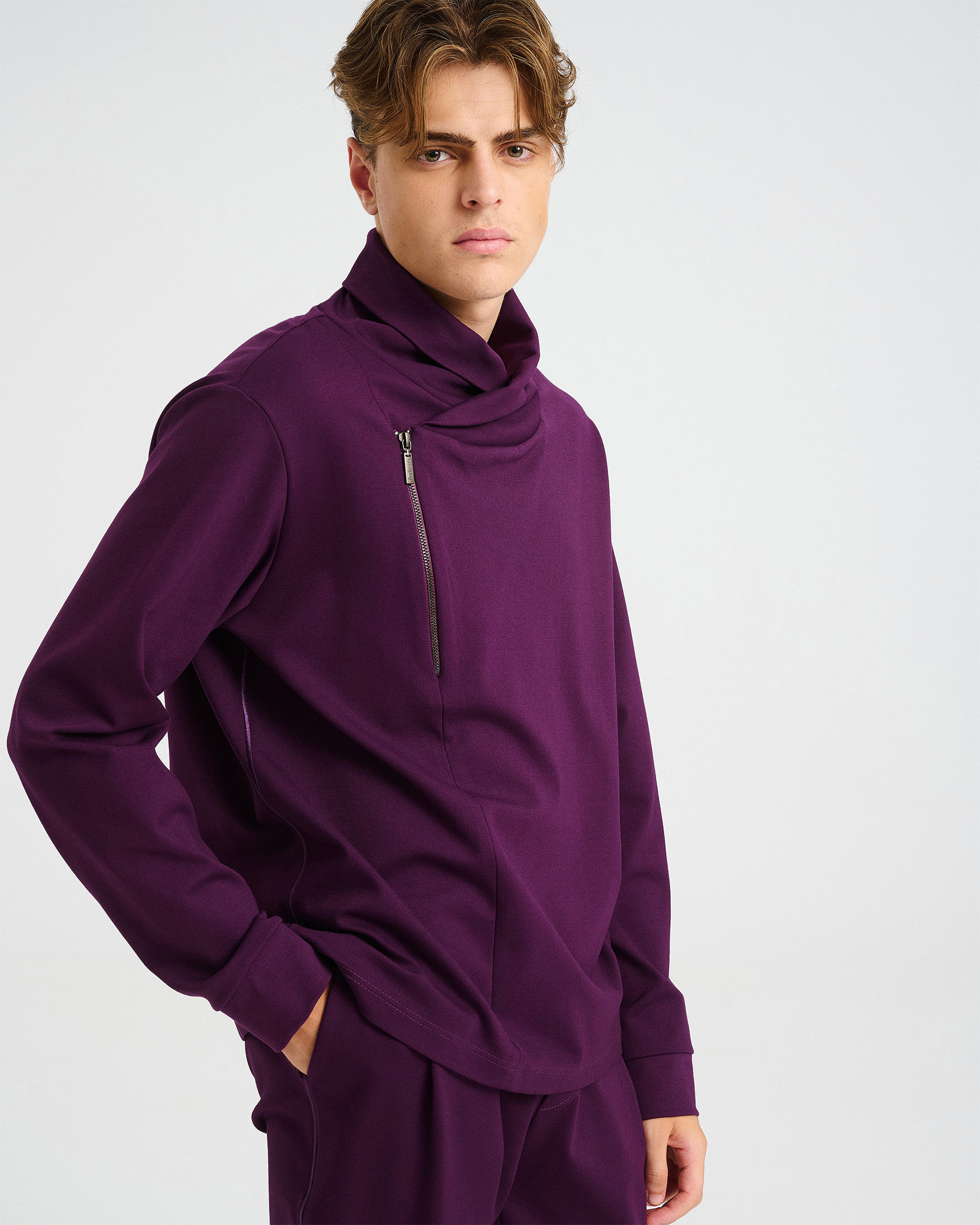 Cotton Punto di Roma Top with Off-Centre Zip - 001541663m - image 3