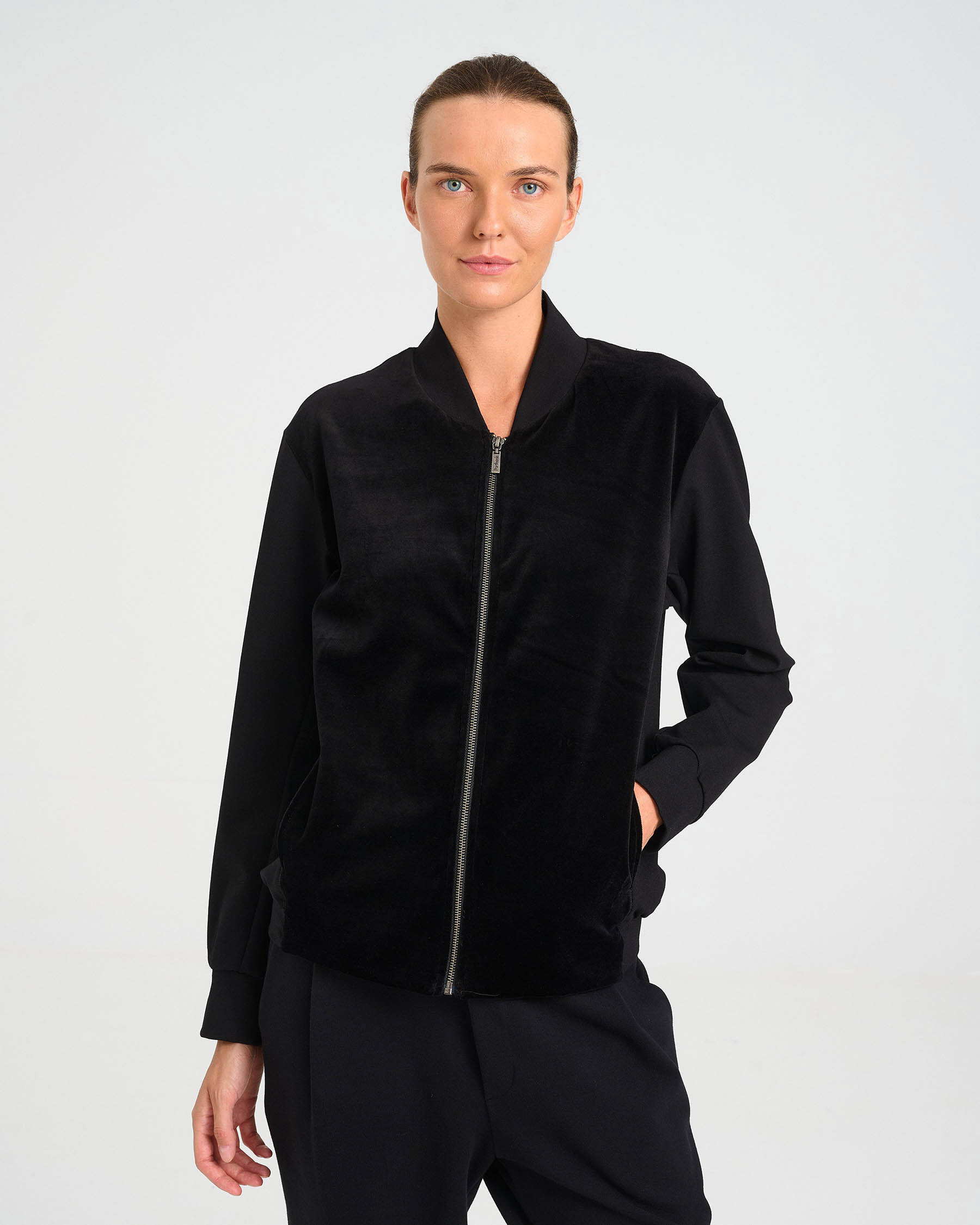 Cotton Punto di Roma and Velvet Bomber Jacket - 001542766 - image 4