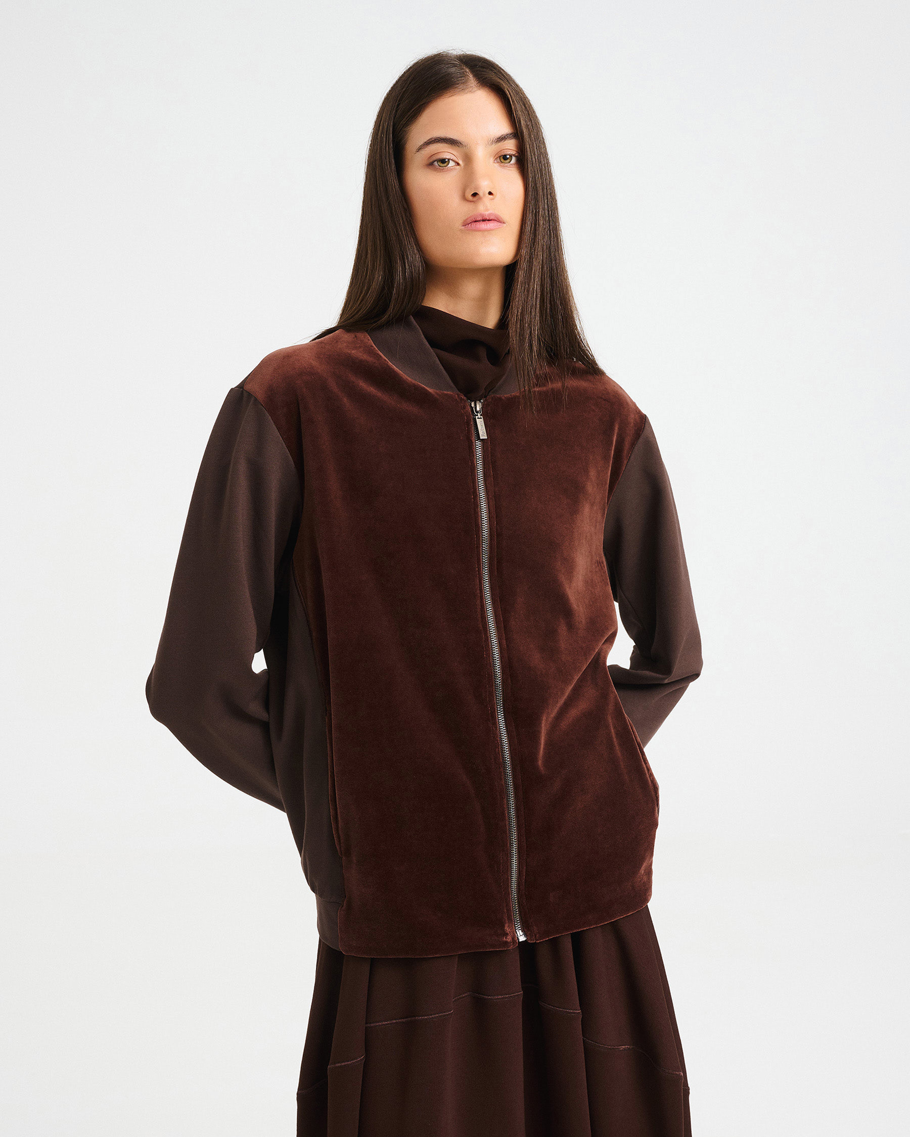 Cotton Punto di Roma and Velvet Bomber Jacket - 001542766 - image 6