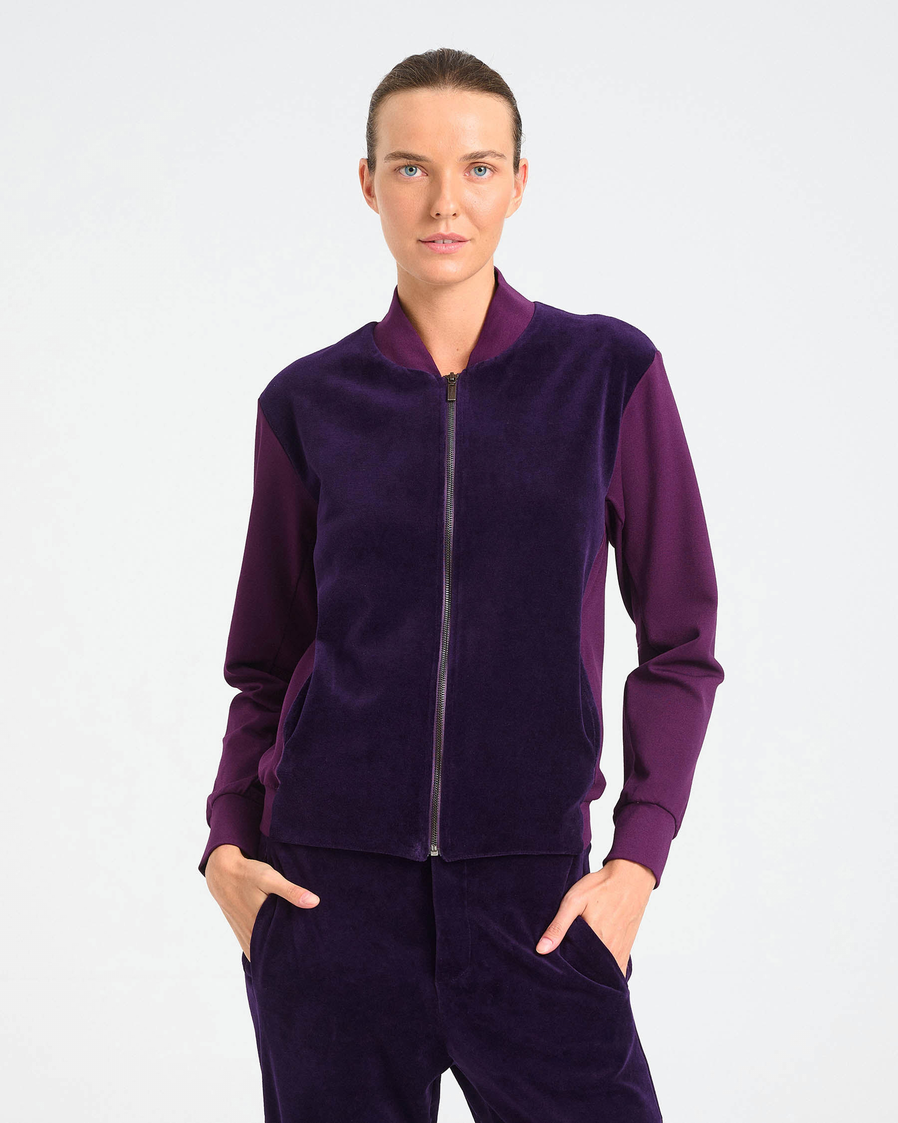 Cotton Punto di Roma and Velvet Bomber Jacket - 001542766 - image 2