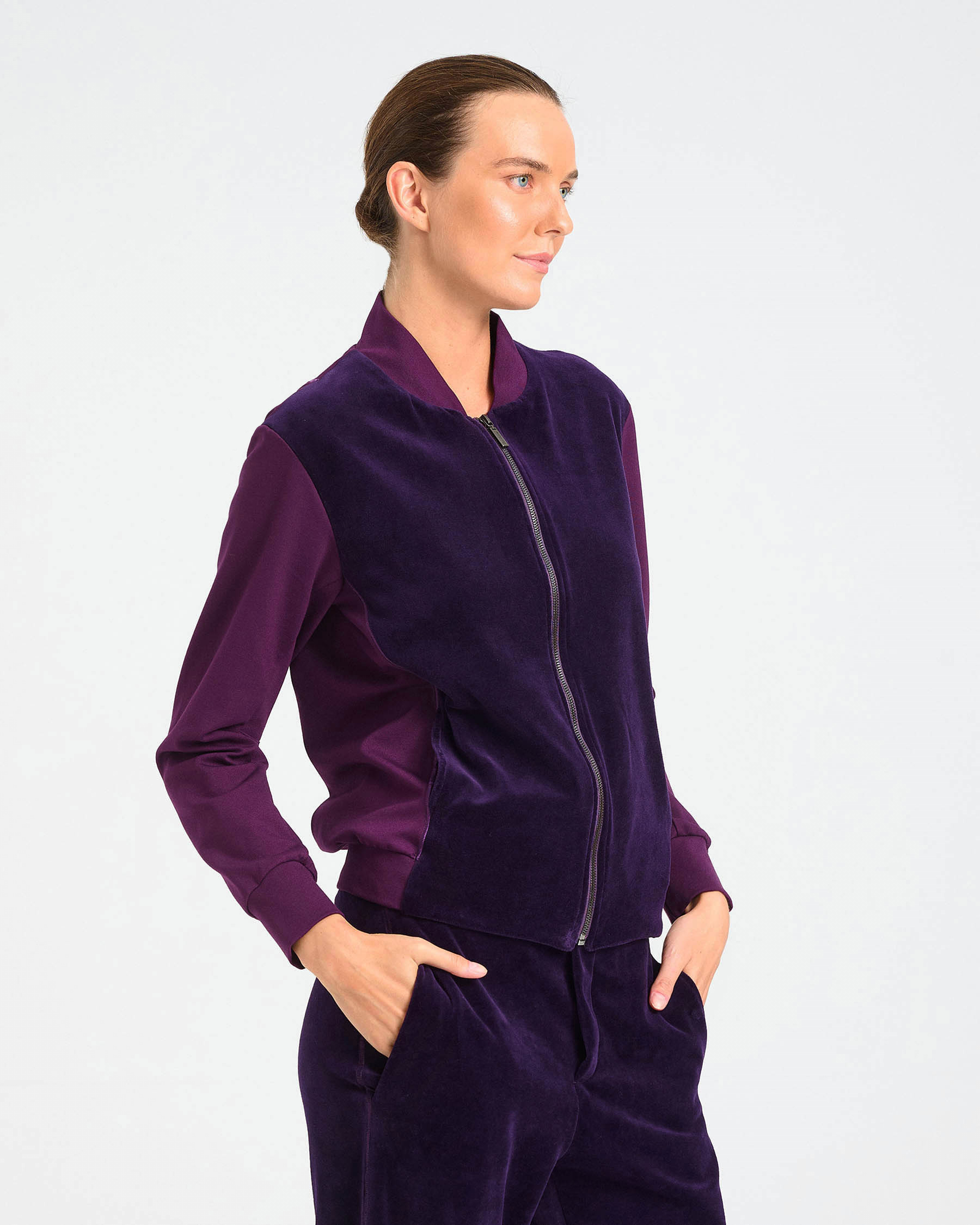 Cotton Punto di Roma and Velvet Bomber Jacket - 001542766 - image 3