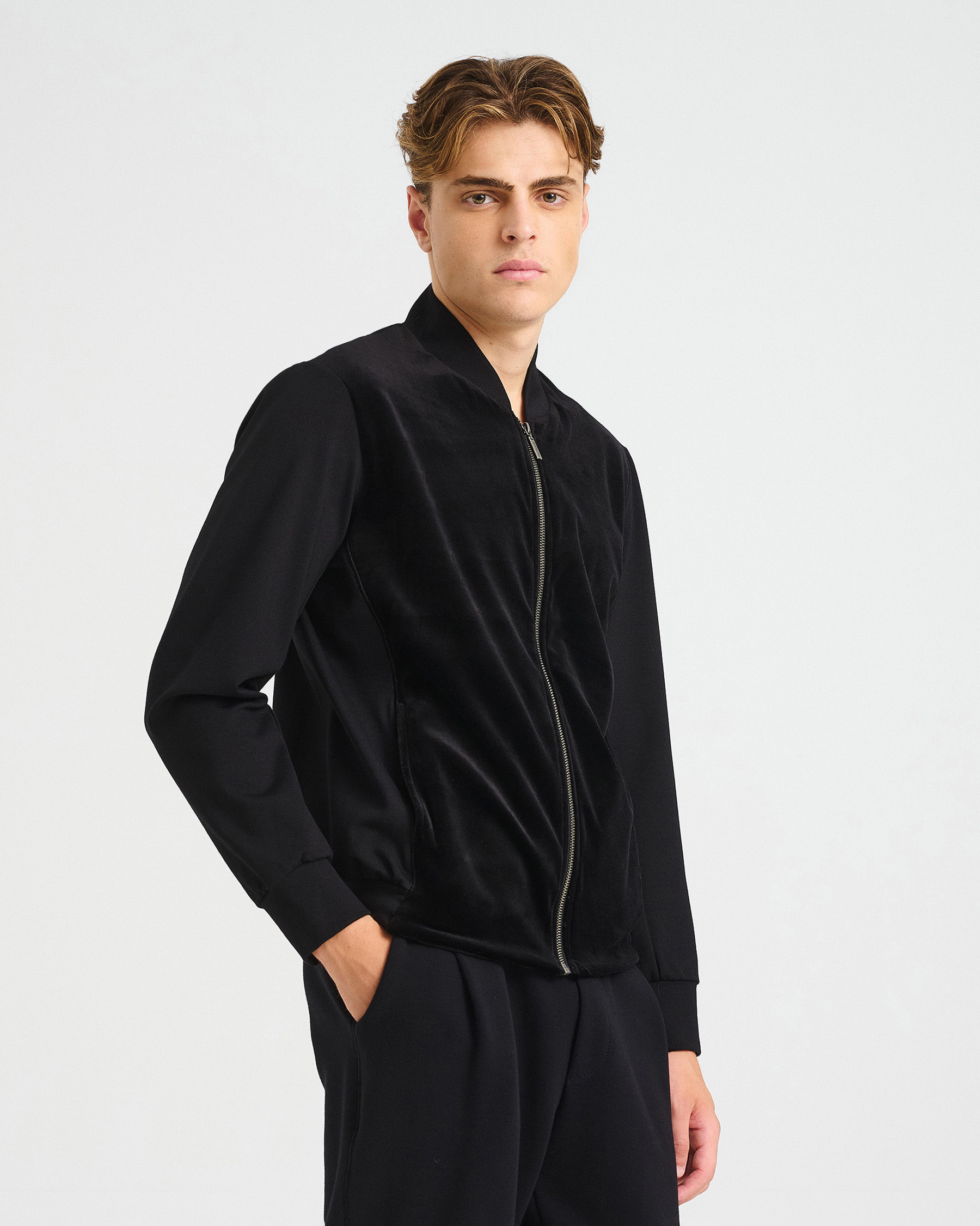 Cotton Punto di Roma and Velvet Bomber Jacket - 001542766m - image 5