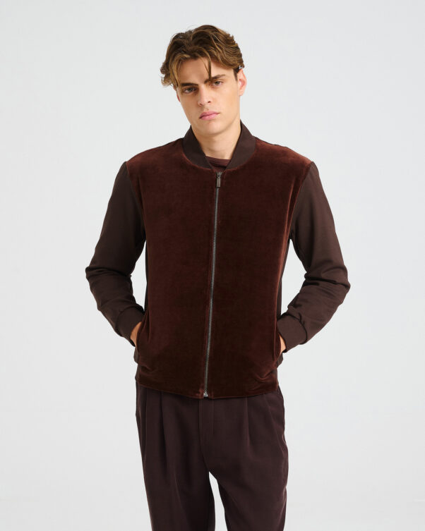 Cotton Punto di Roma and Velvet Bomber Jacket - 001542766m - image 2