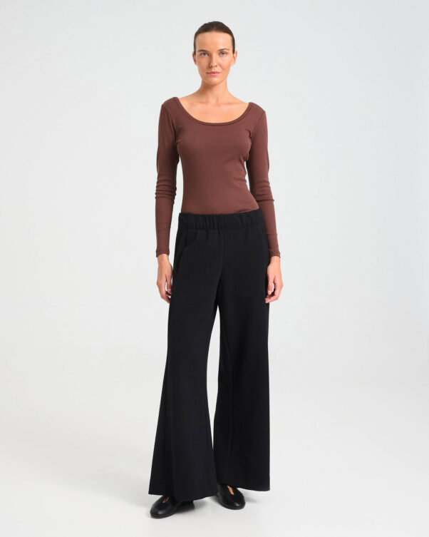 Wide-Leg Cotton Punto di Roma Pants - 001543175 - image 1