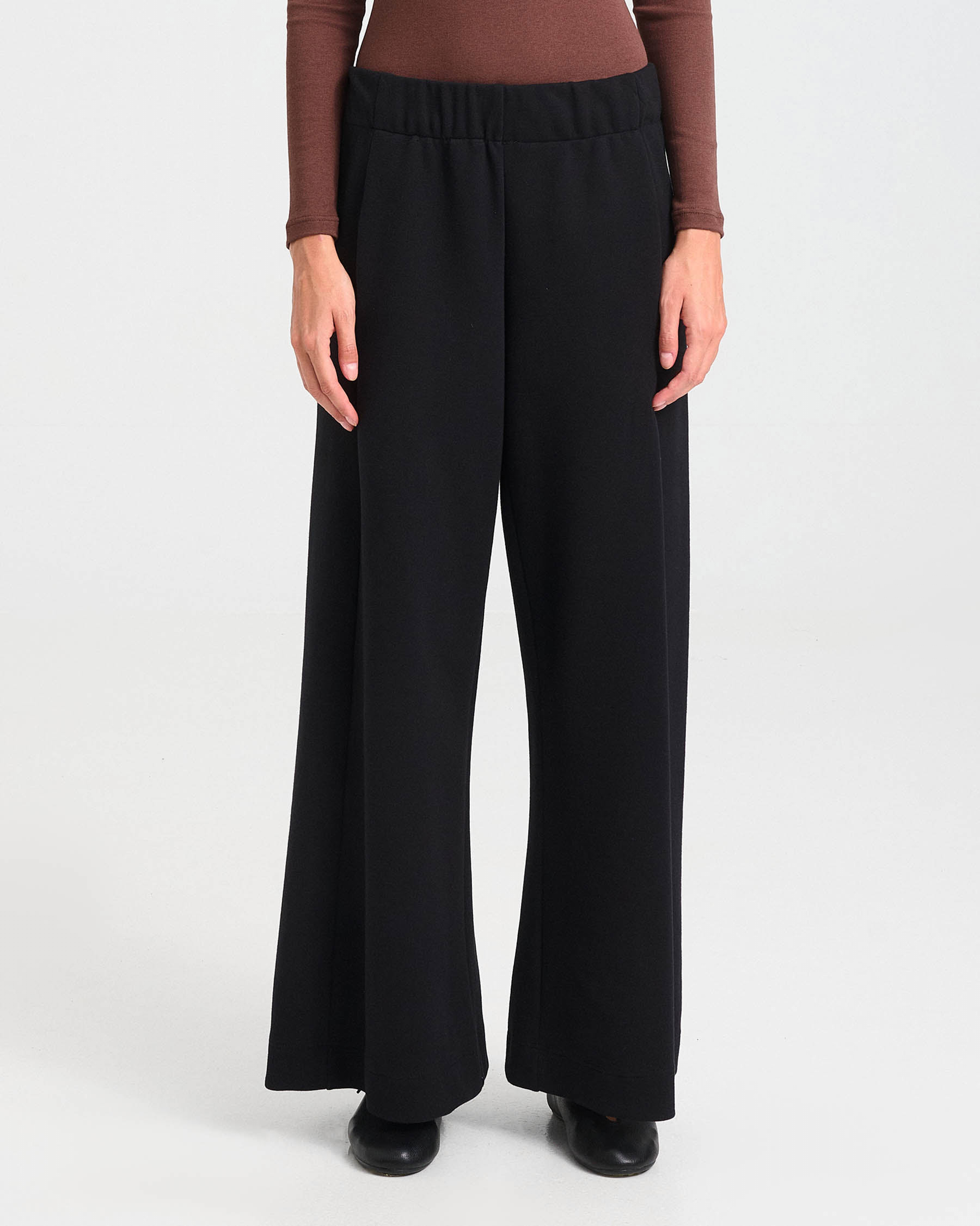 Wide-Leg Cotton Punto di Roma Pants - 001543175 - image 2