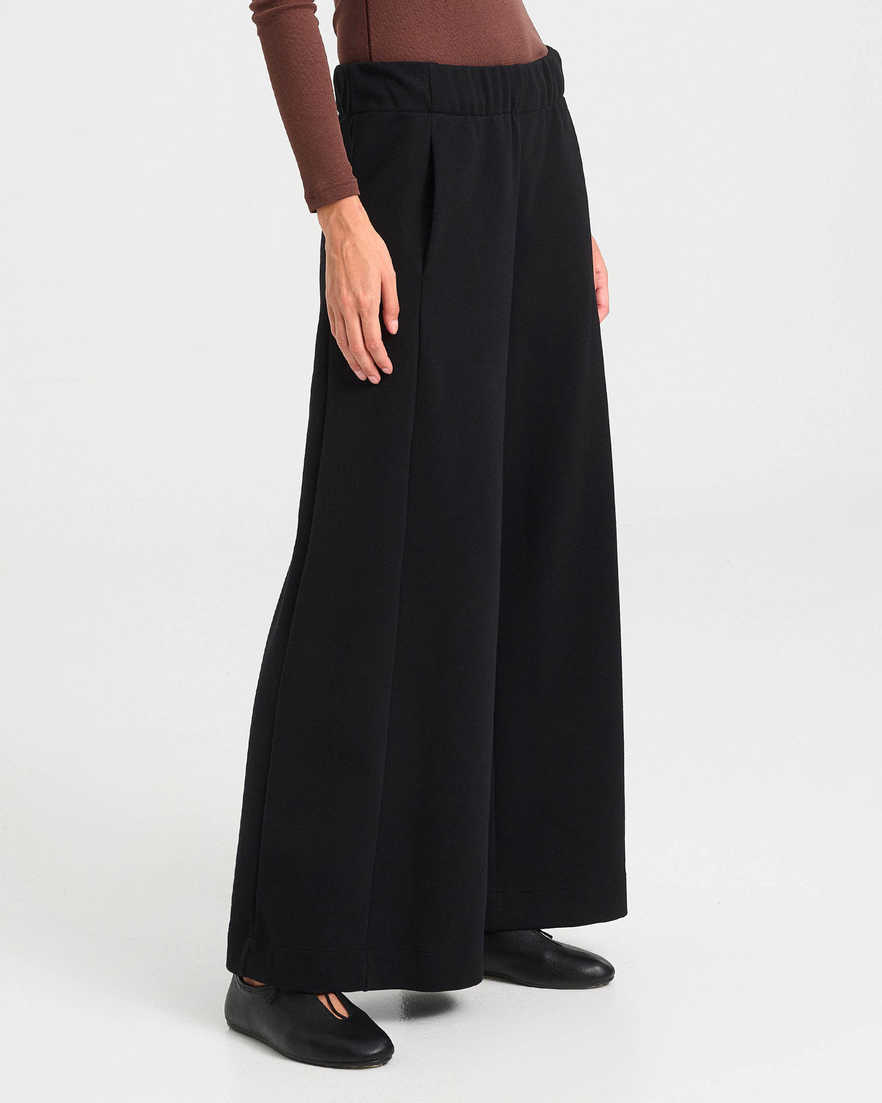 Wide-Leg Cotton Punto di Roma Pants - 001543175 - image 3