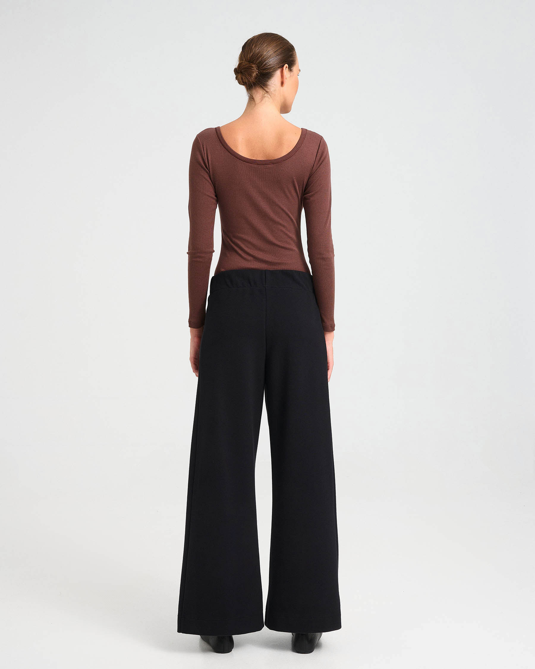Wide-Leg Cotton Punto di Roma Pants - 001543175 - image 4