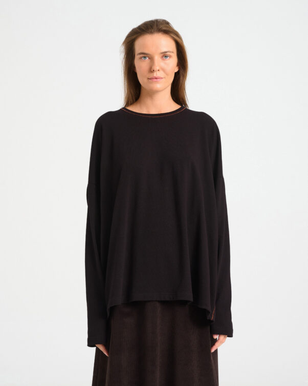 Oversized Long-Sleeved Bio Cotton Top - 001581053 - image 2