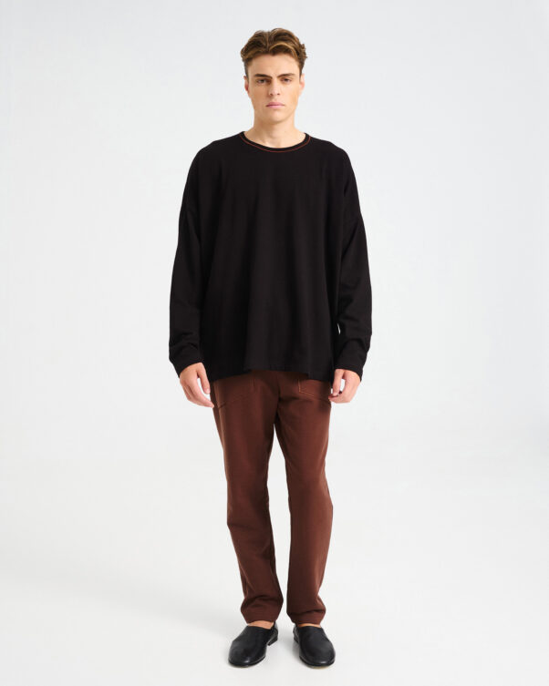 Oversized Long-Sleeved Bio Cotton Top - 001581053m - image 1