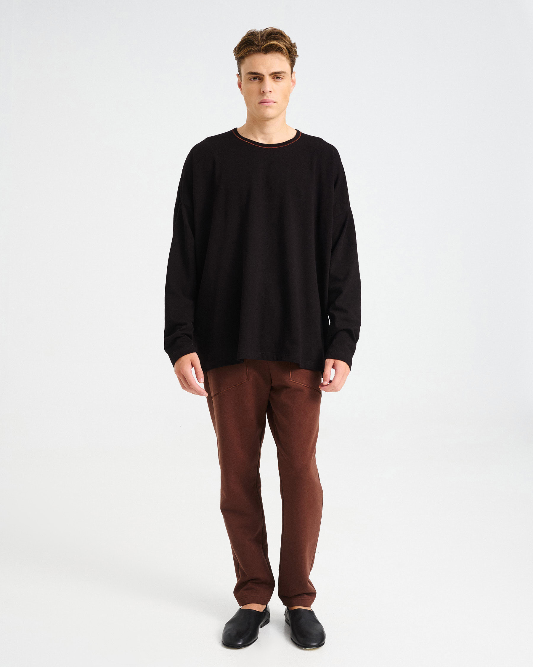 Oversized Long-Sleeved Bio Cotton Top - 001581053m - image 1