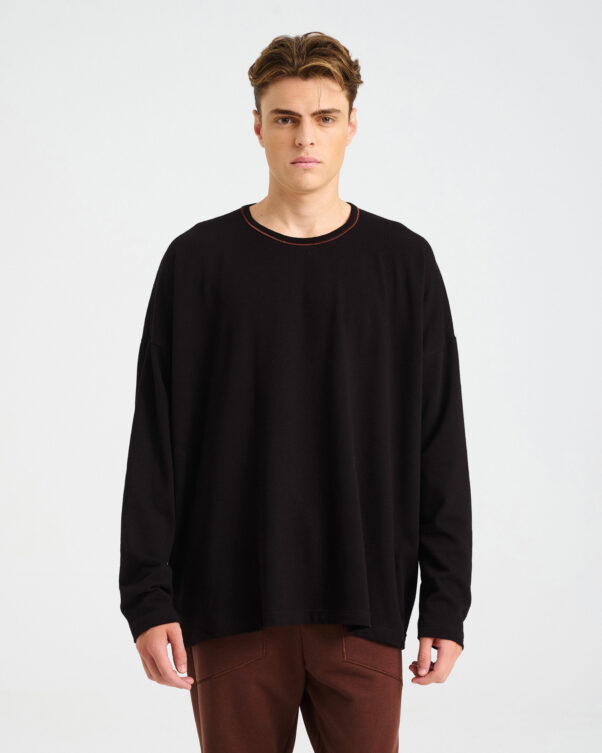 Oversized Long-Sleeved Bio Cotton Top - 001581053m - image 2