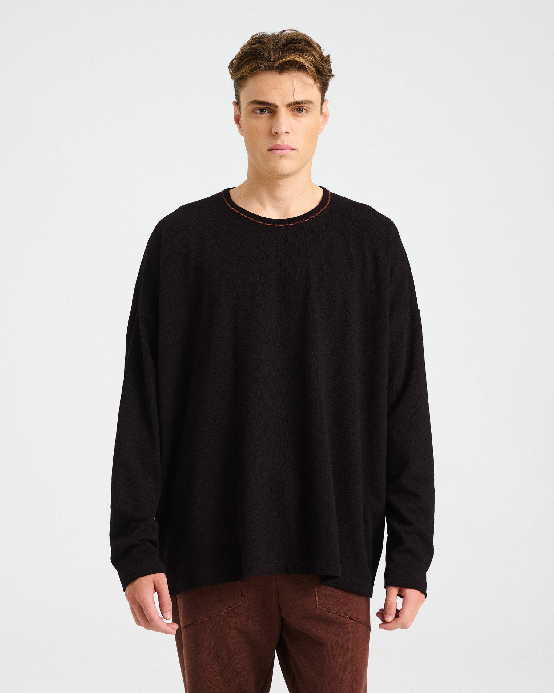 Oversized Long-Sleeved Bio Cotton Top - 001581053m - image 2