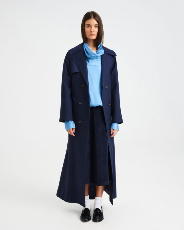 Long Windproof Cotton Trench Coat - 001692615 - image 1