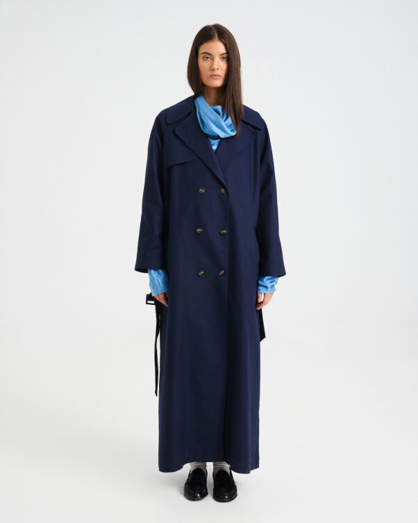 Long Windproof Cotton Trench Coat - 001692615 - image 2
