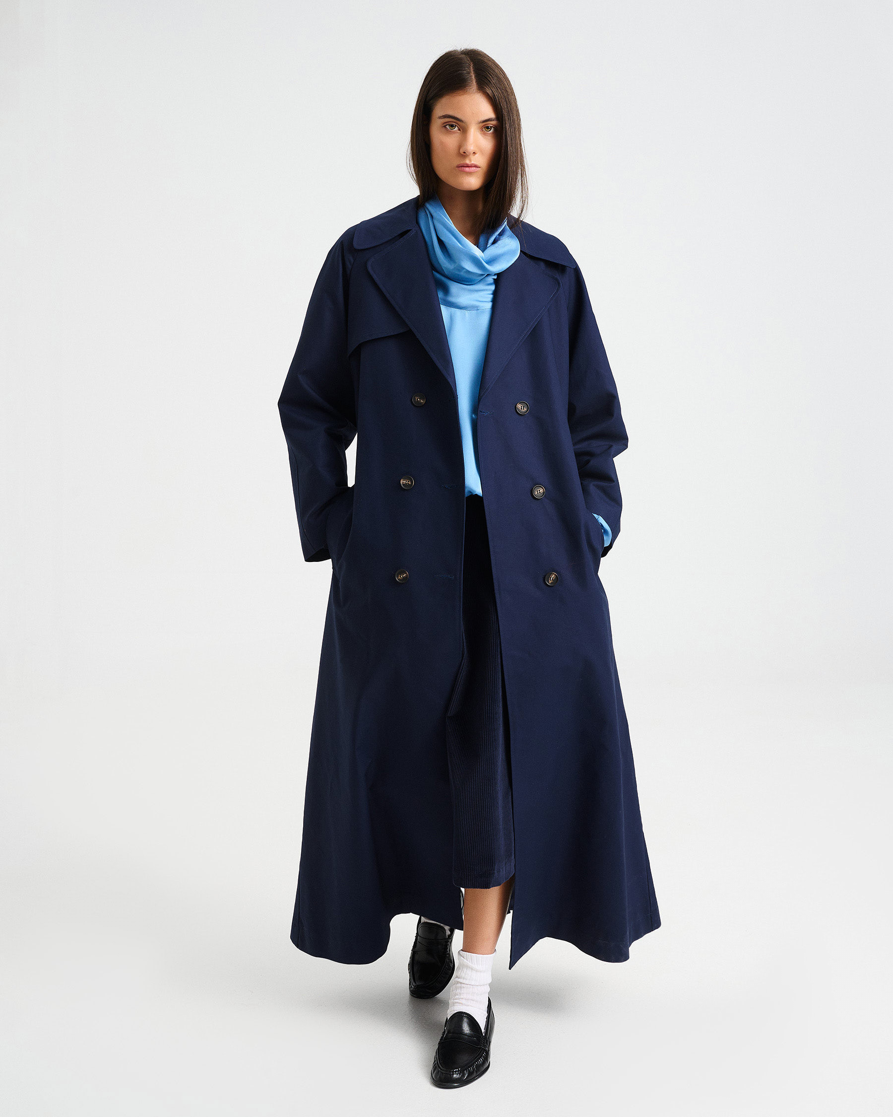 Long Windproof Cotton Trench Coat - 001692615 - image 4