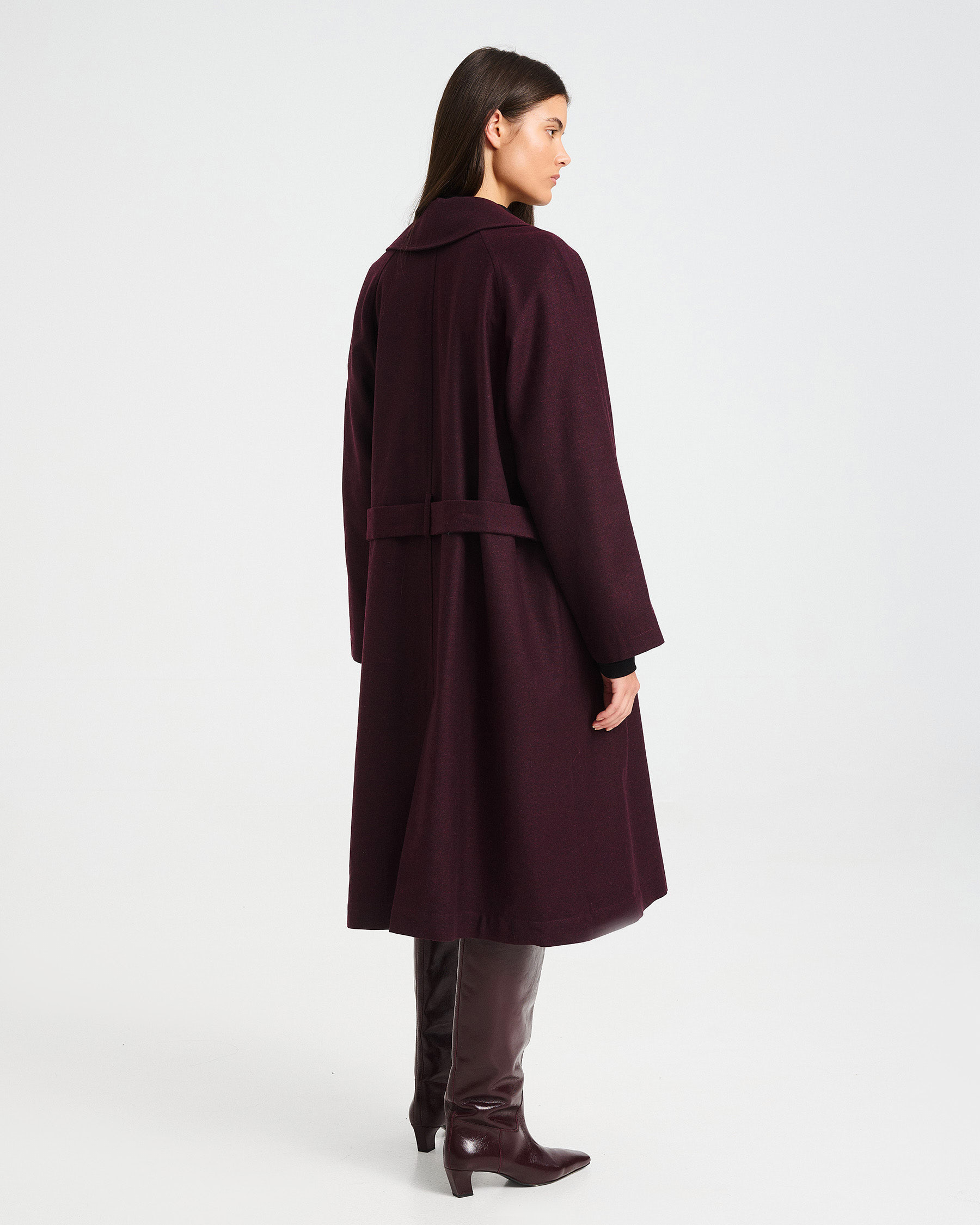 Knee-Length Wool-Cotton Blend Trench Coat - 002412602 - image 5