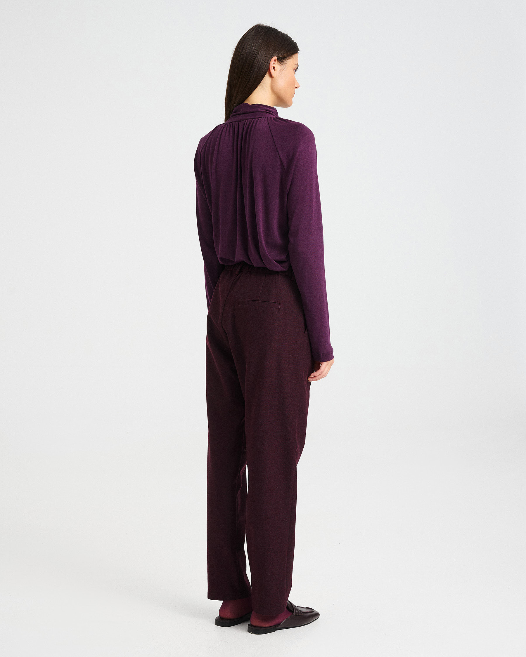 Tapered Wool-Cotton Blend Trousers with Pleats - 002413750 - image 5
