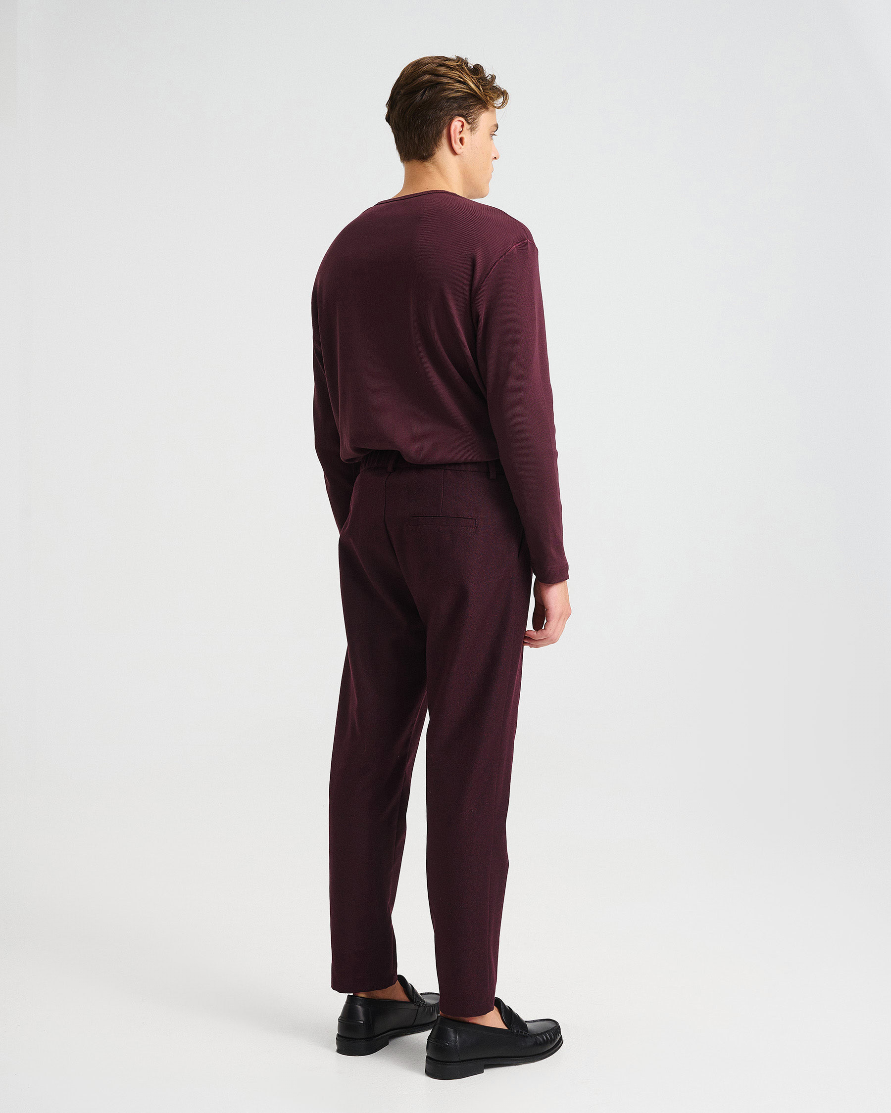 Tapered Wool-Cotton Blend Trousers with Pleats - 002413750m - image 5