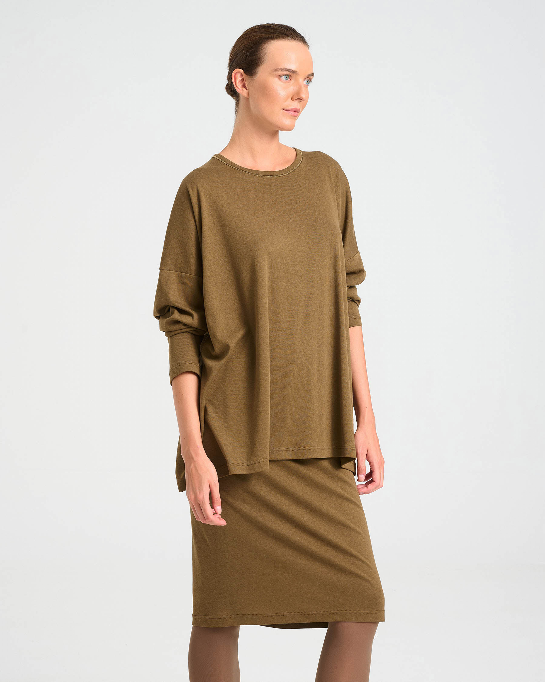 Oversized Bamboo and Cotton Top - 004051053 - image 3