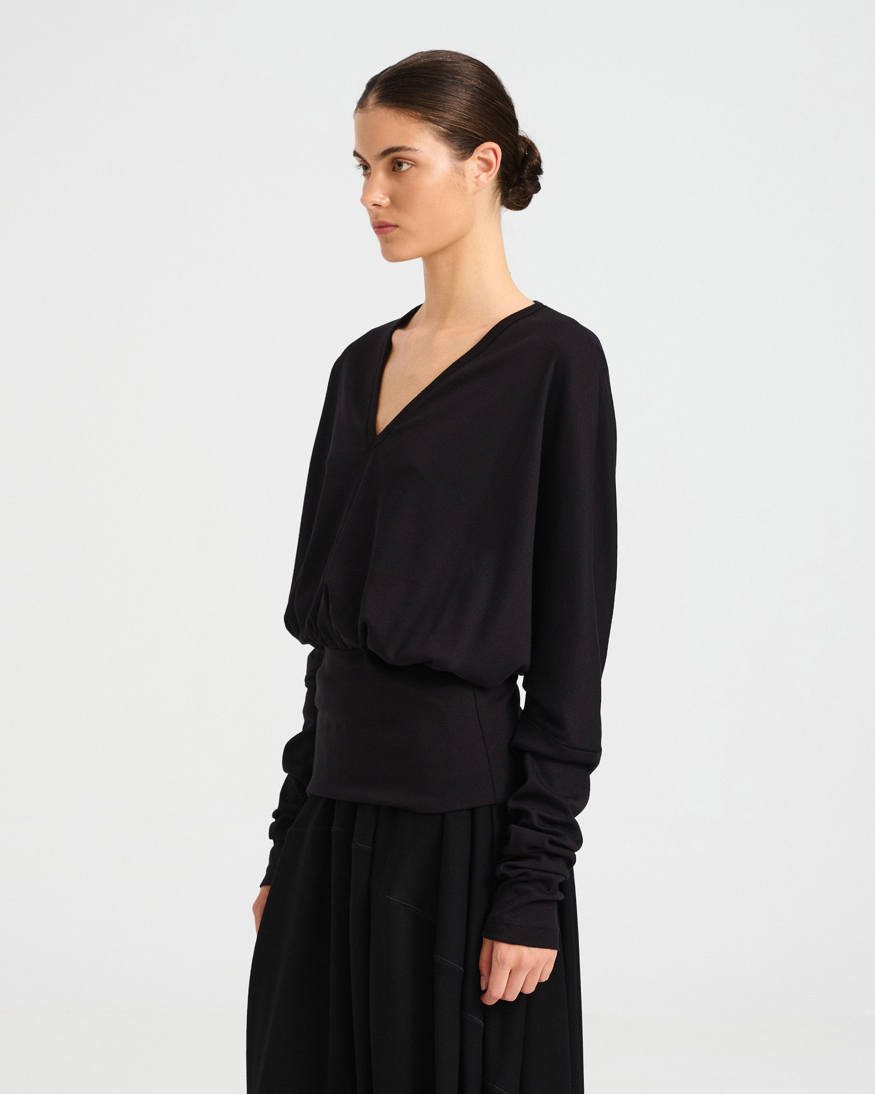 Bamboo and Cotton Top with Deep V-Neck - 004051113 - image 6