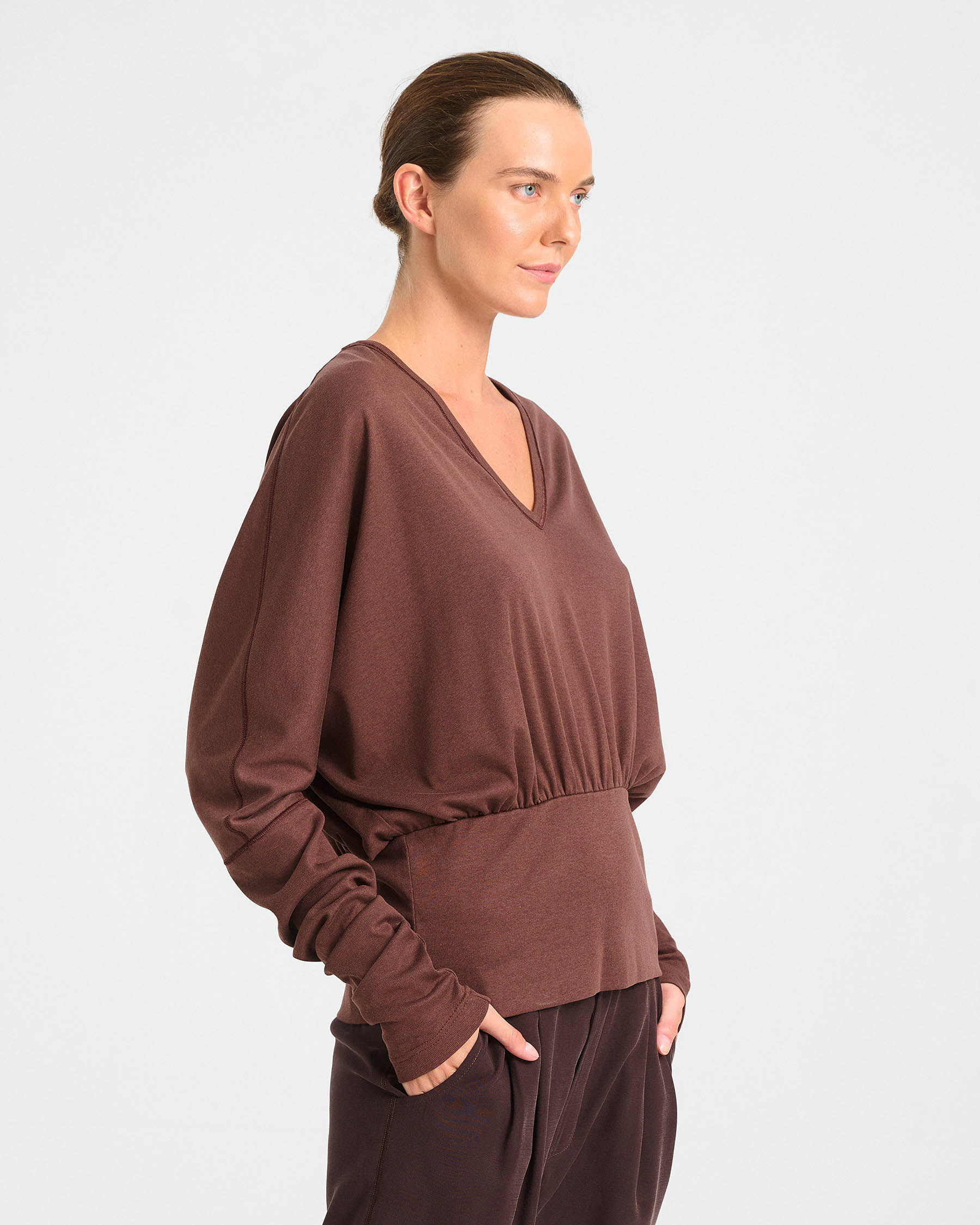 Bamboo and Cotton Top with Deep V-Neck - 004051113 - image 5