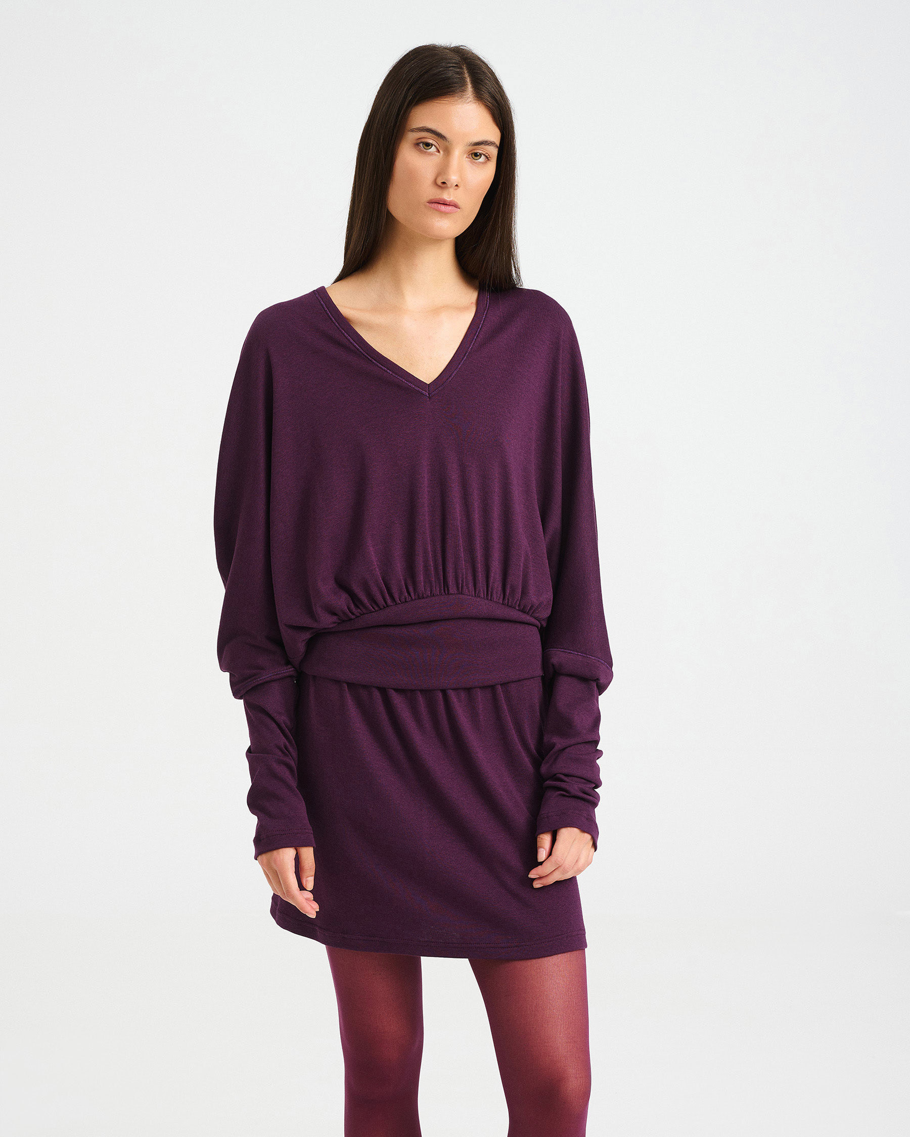 Bamboo and Cotton Top with Deep V-Neck - 004051113 - image 2