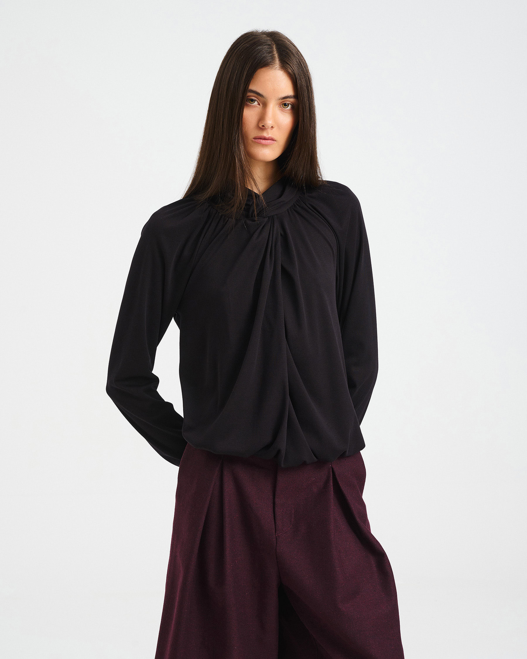 Bamboo and Cotton Top with Knotted Neckline - 004051252 - image 4