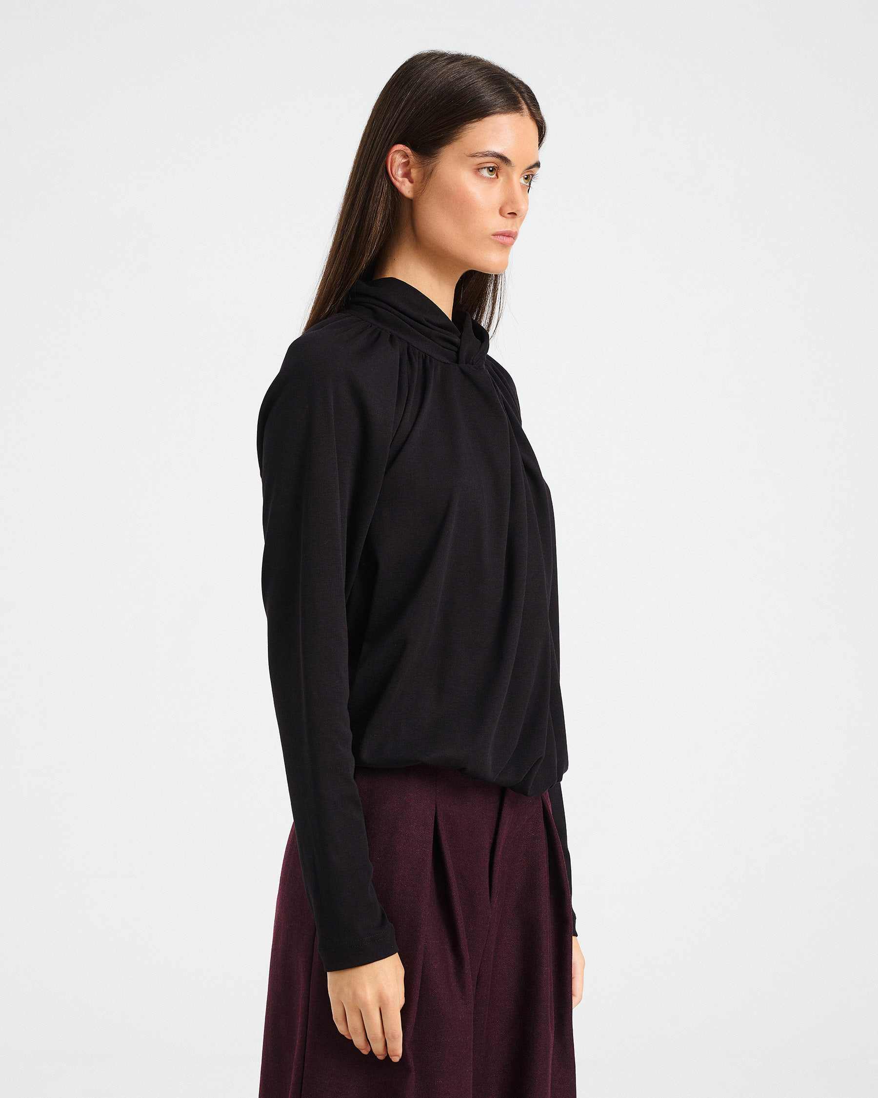 Bamboo and Cotton Top with Knotted Neckline - 004051252 - image 5