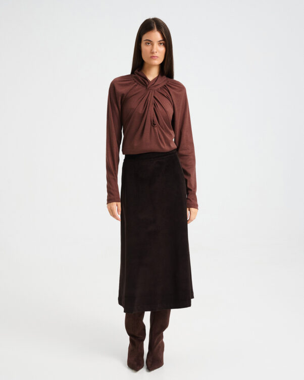 Bamboo and Cotton Top with Knotted Neckline - 004051252 - image 1