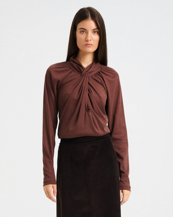 Bamboo and Cotton Top with Knotted Neckline - 004051252 - image 2