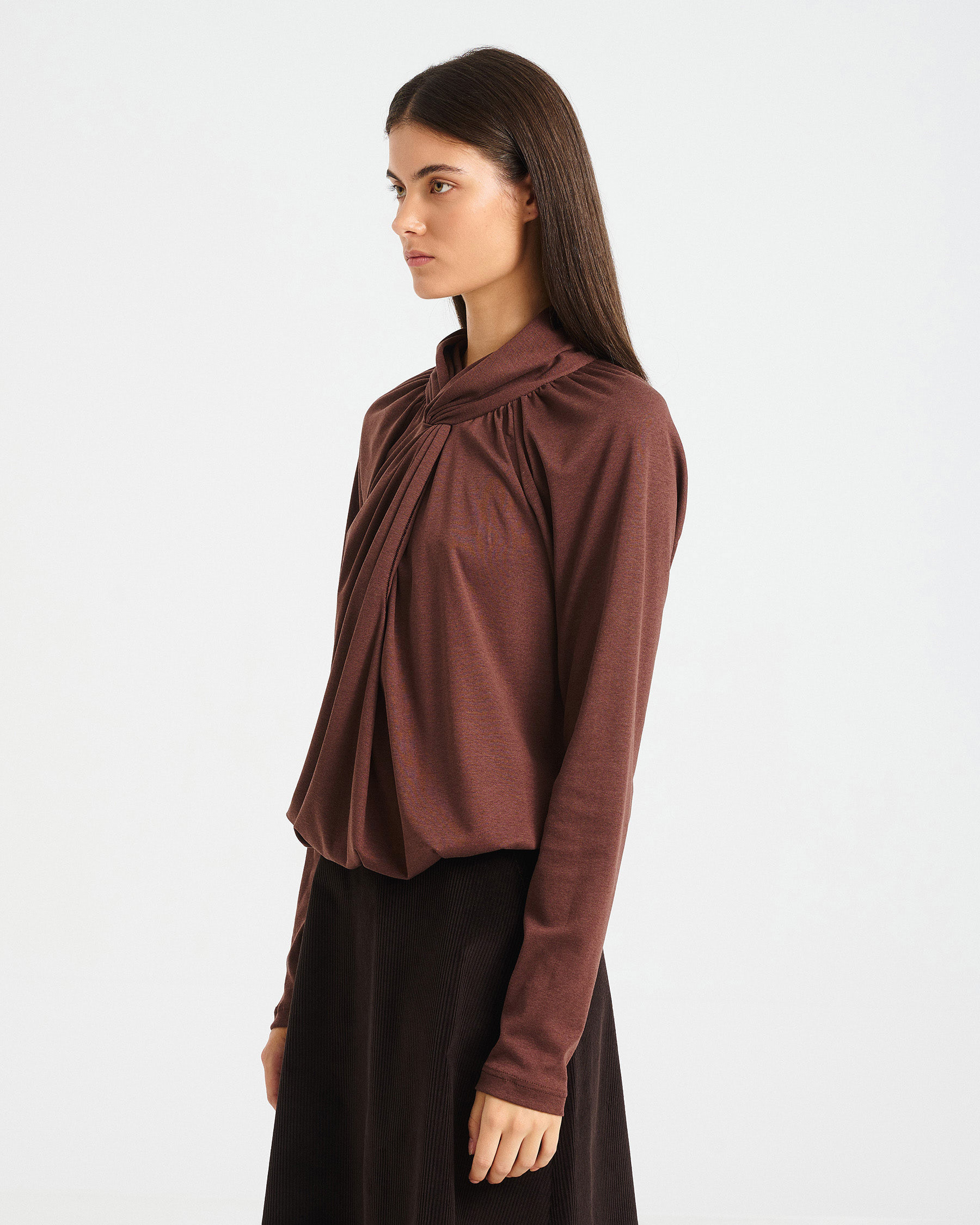 Bamboo and Cotton Top with Knotted Neckline - 004051252 - image 3