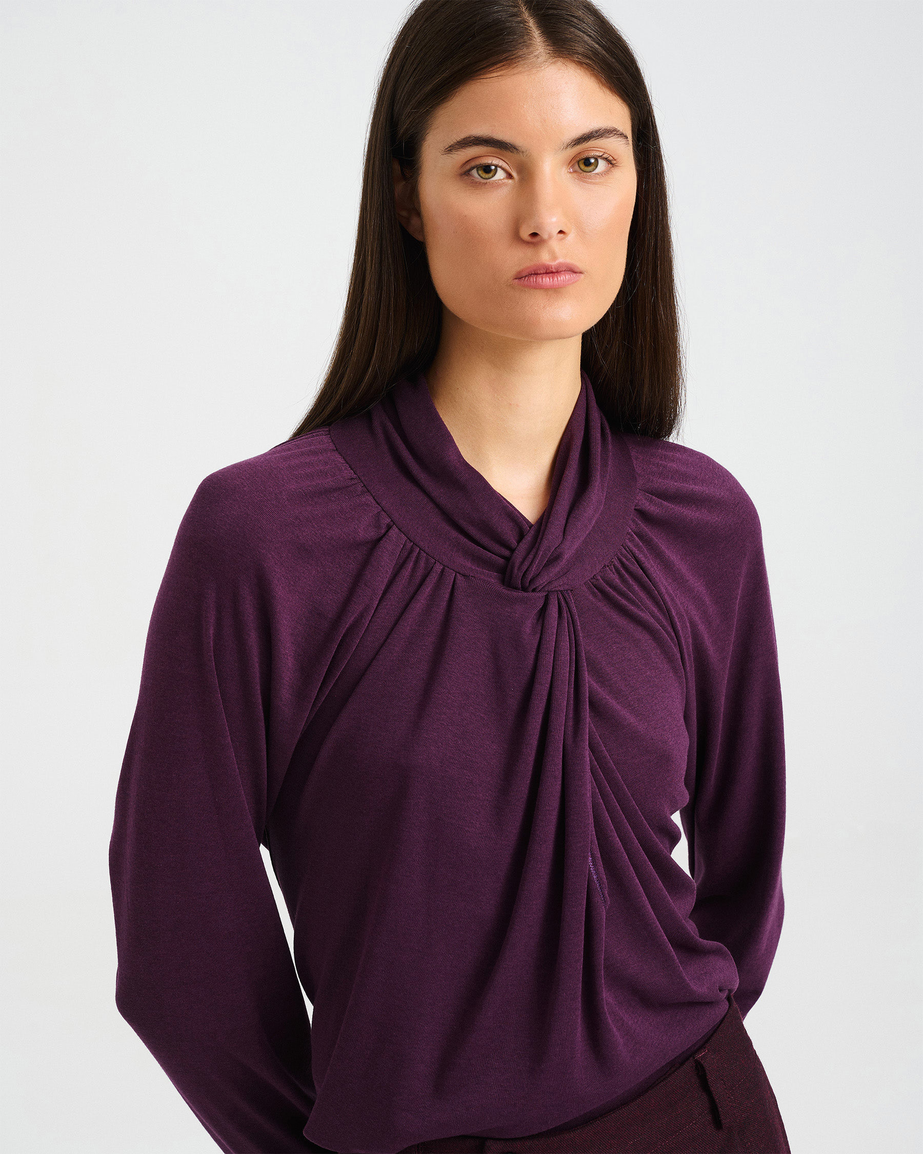 Bamboo and Cotton Top with Knotted Neckline - 004051252 - image 6