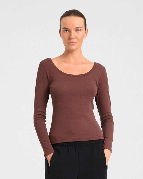 Ballet Neckline Bamboo and Cotton Top - 004051260 - image 2