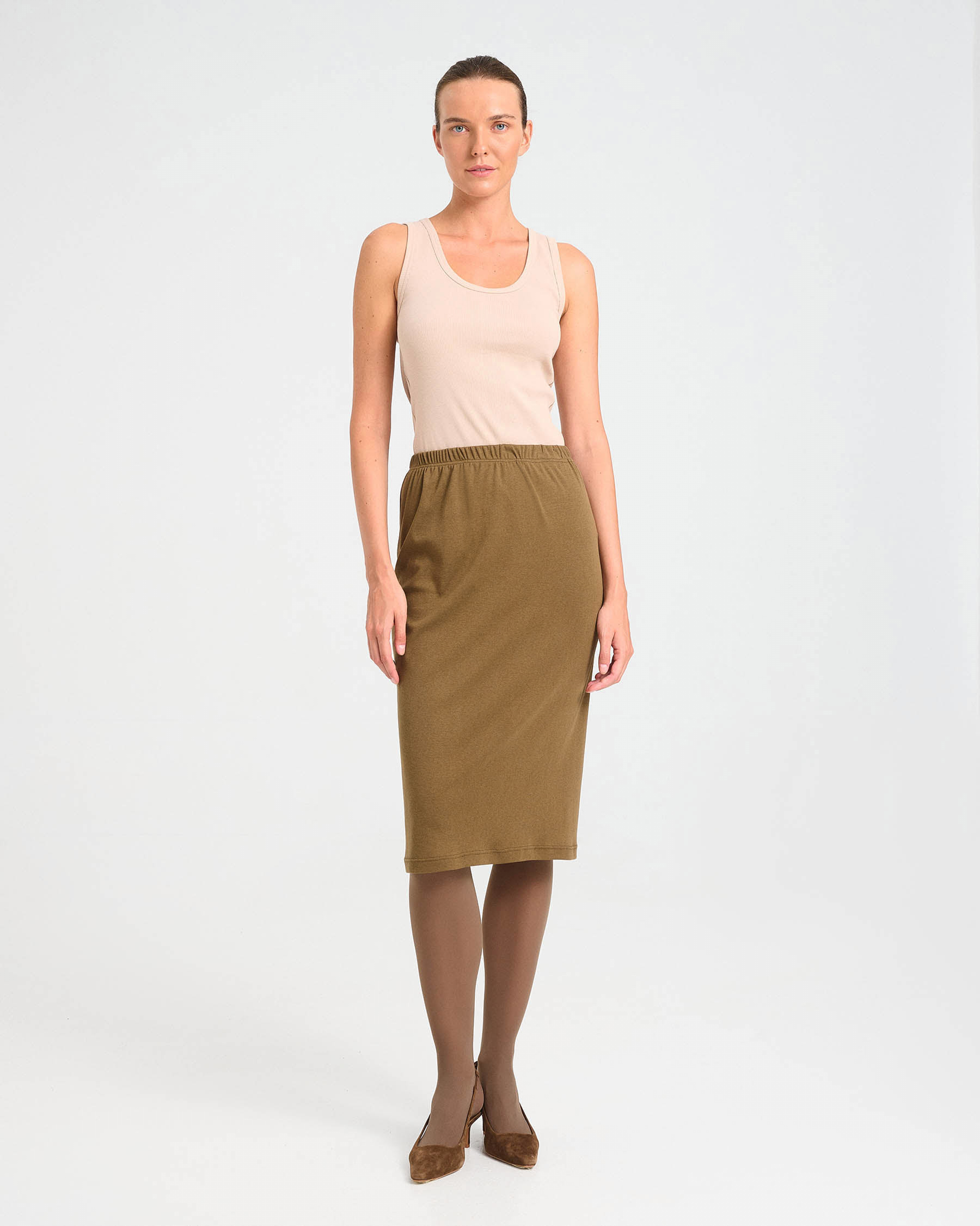Bamboo and Cotton Midi Skirt - 004054079 - image 1