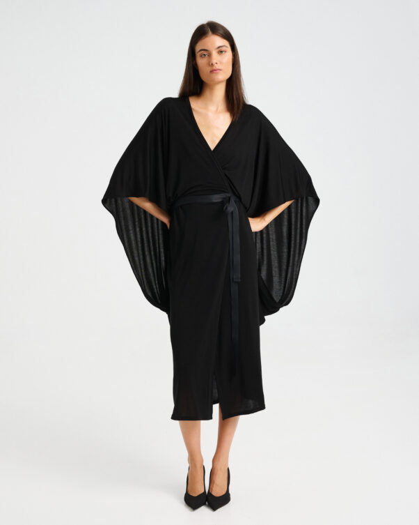 Viscose Midi Dress with Cape - 006505170 - image 1
