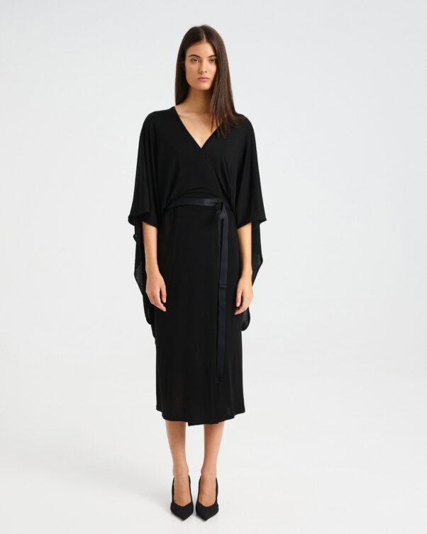 Viscose Midi Dress with Cape - 006505170 - image 2