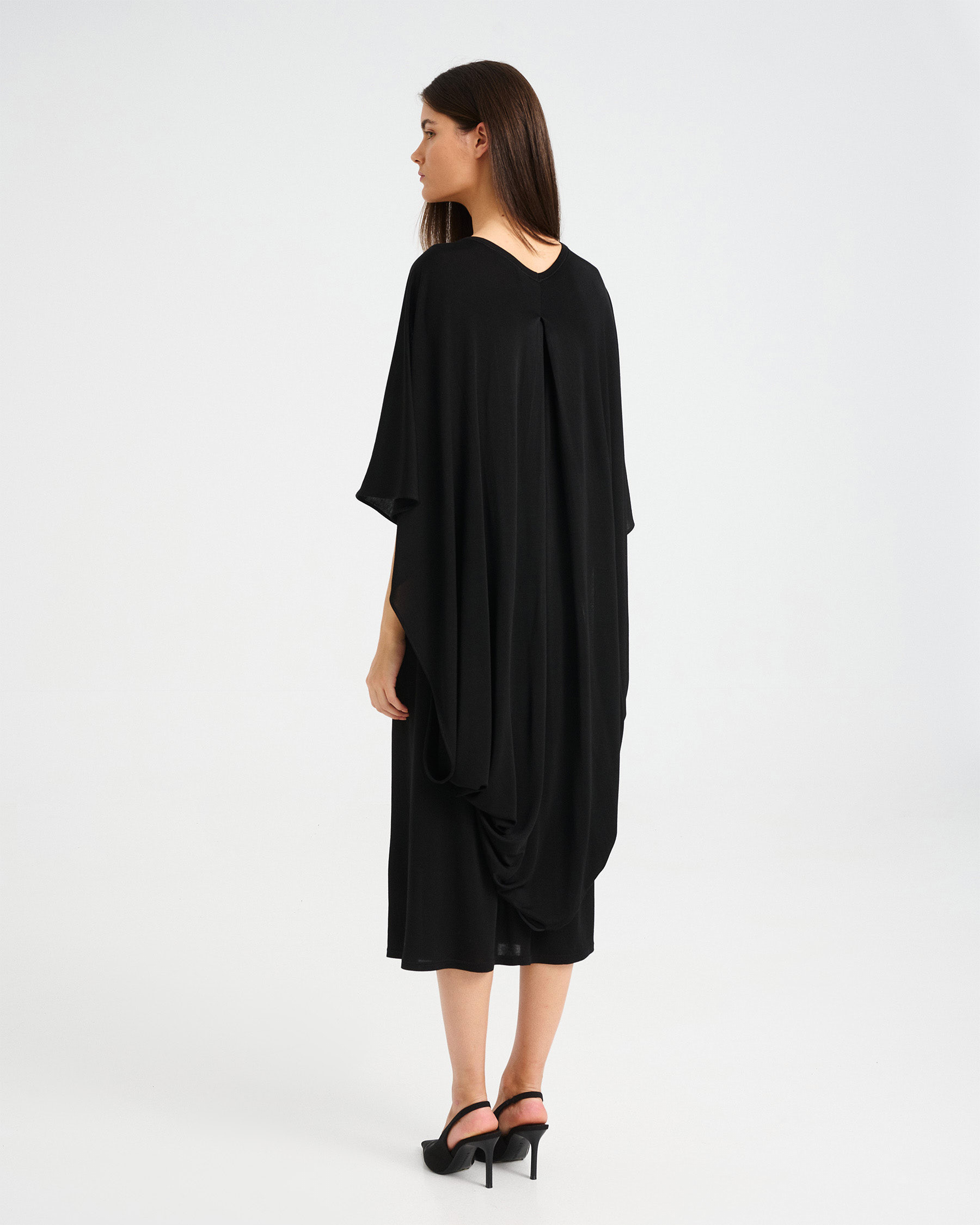 Viscose Midi Dress with Cape - 006505170 - image 4