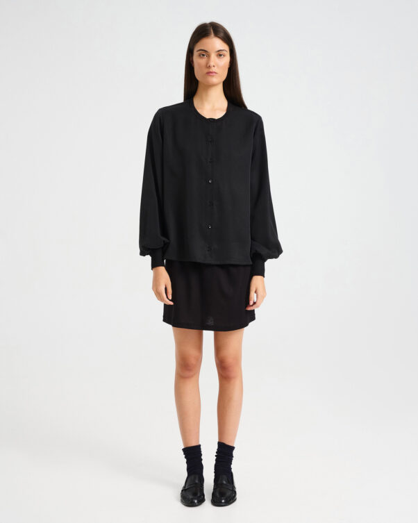 Viscose Button-Front Top with Cuffed Sleeves - 006692526 - image 1