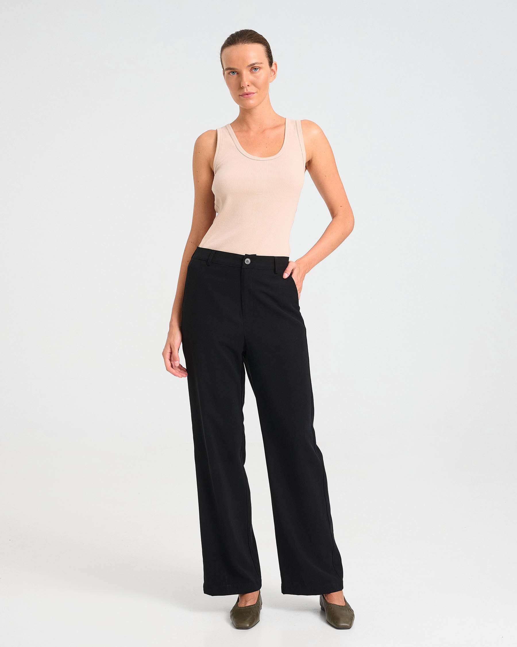 Wide-Leg Viscose Trousers - 006693089 - image 1