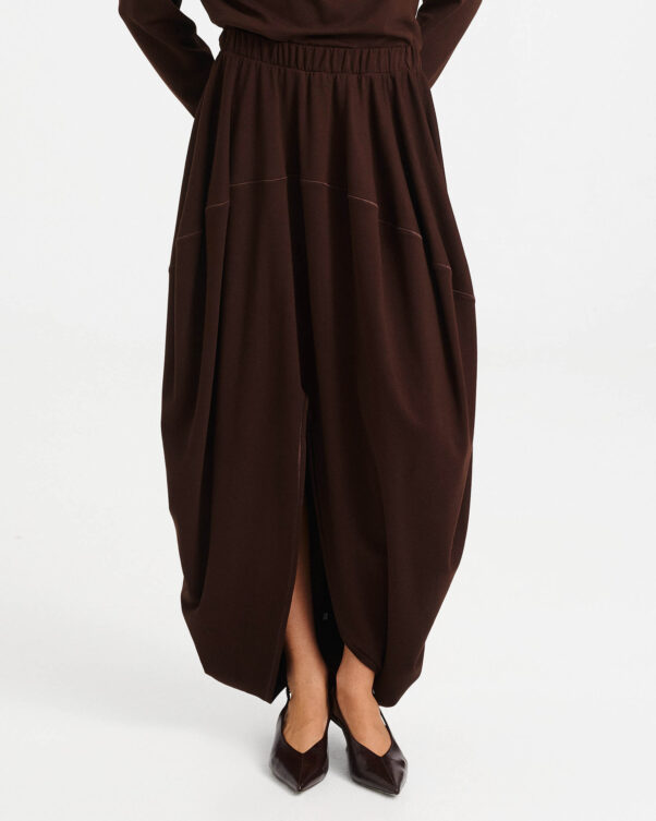 Asymmetric Punto di Roma Balloon Midi Skirt - 006734112 - image 2