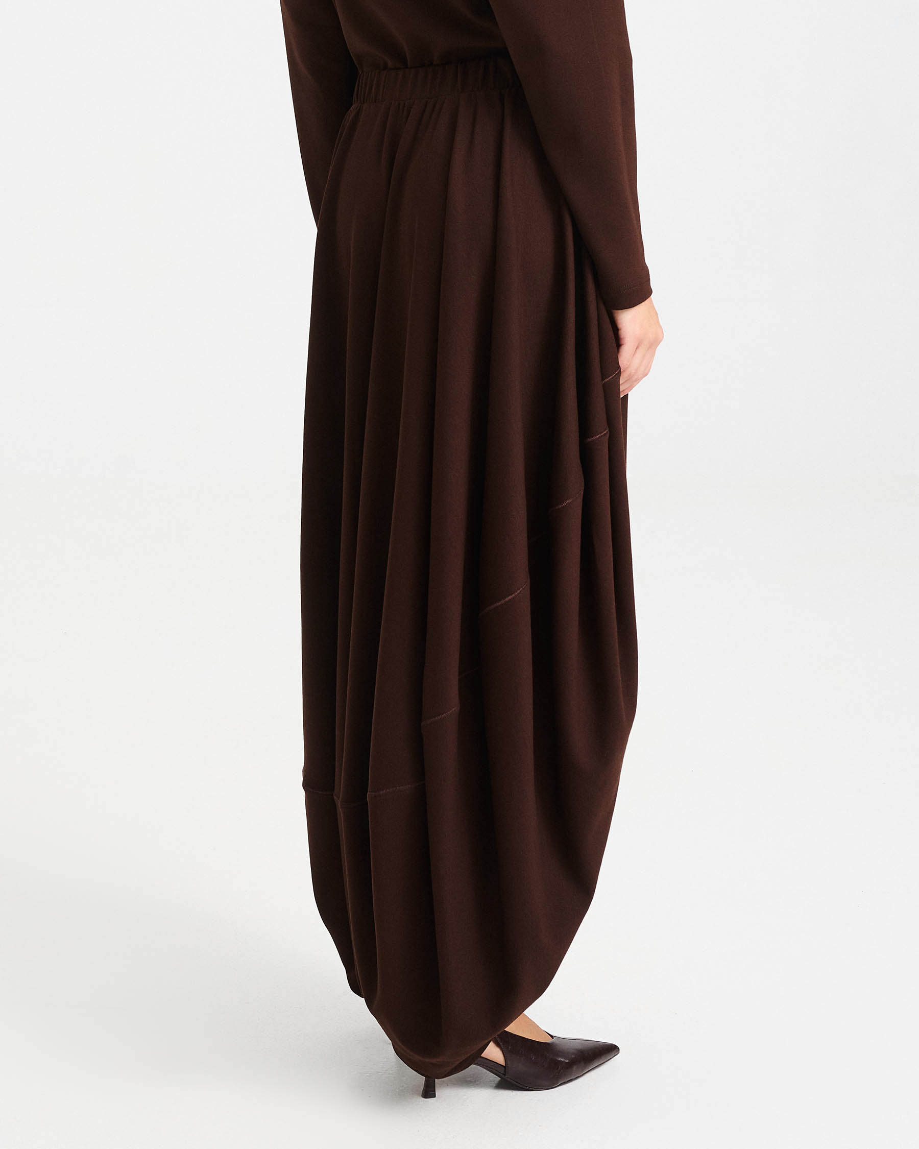 Asymmetric Punto di Roma Balloon Midi Skirt - 006734112 - image 4