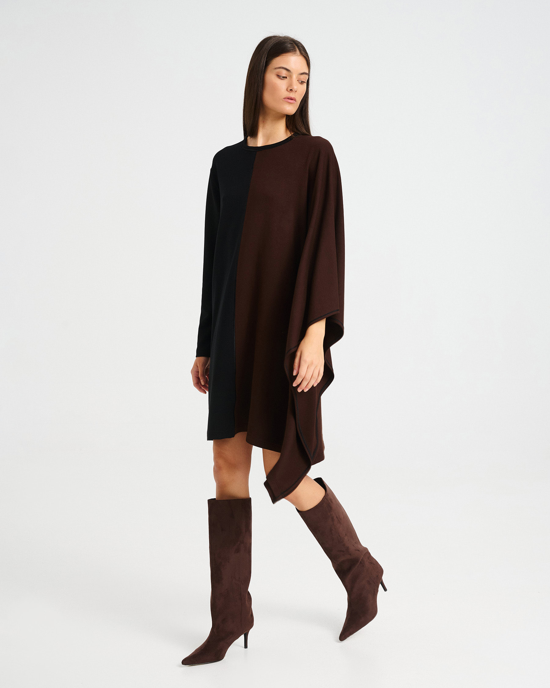 Two-Tone Punto di Roma Mini Dress - 006735411 - image 2