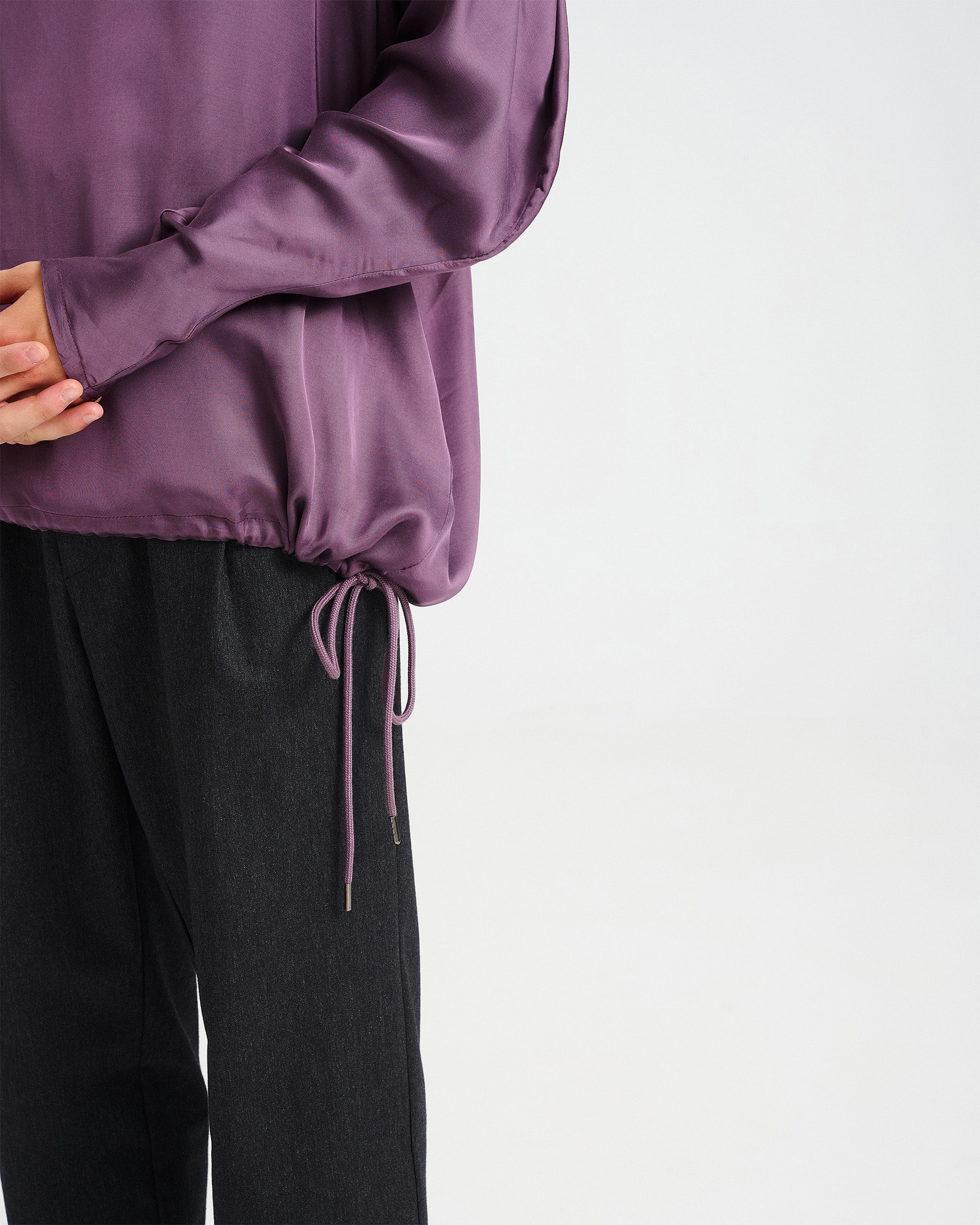 Satin Top with Draped High Neck - 006751189 - image 5