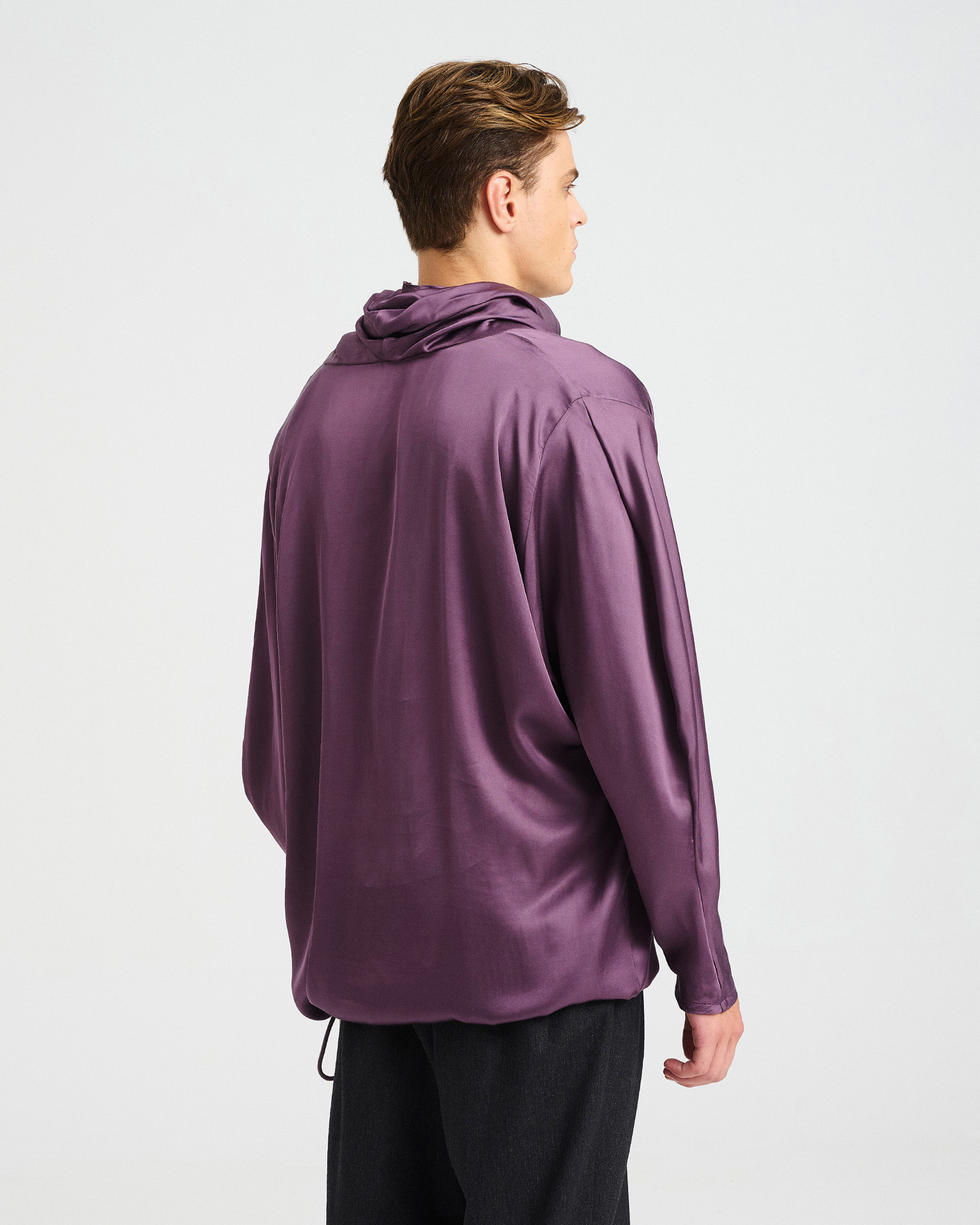 Satin Top with Draped High Neck - 006751189m - image 4